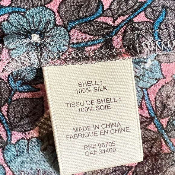 Rebecca Taylor Silk Floral Shibori Sheer Flutter Sleeves Top - Picture 9 of 9